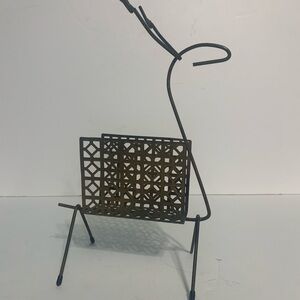 Rare Vintage Brass Christmas Reindeer Card Letter Holder Christmas Decor MCM.